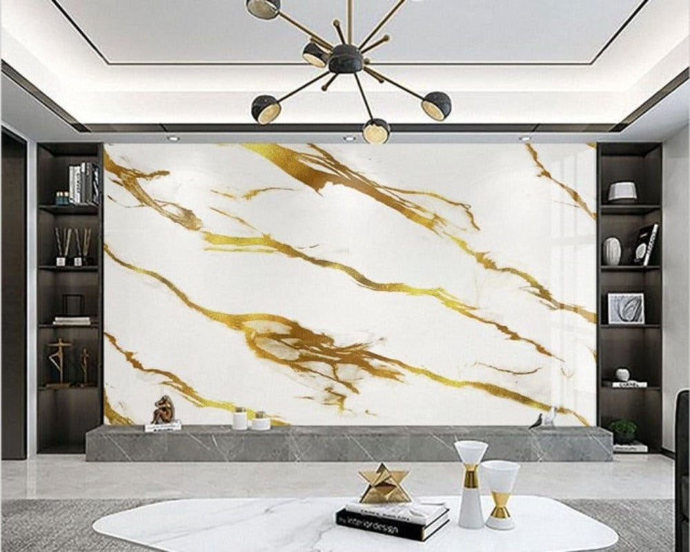 3D Wallpaper Golden Marble